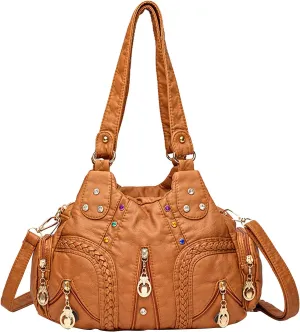 PORRASSO Ladies Handbags Fashion Shoulder Bag Hobo Bag Soft PU Leather Crossbody Bags Women Top-handle Bag
