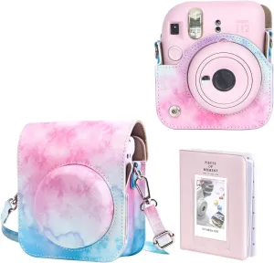 Protective Case for Fujifilm Instax Mini 12 Instant Camera - With Light-sensitive Holes, Lower Right Lens Fit, Specially Designed for Mini 12 Camera (Blue Pink Watercolor)