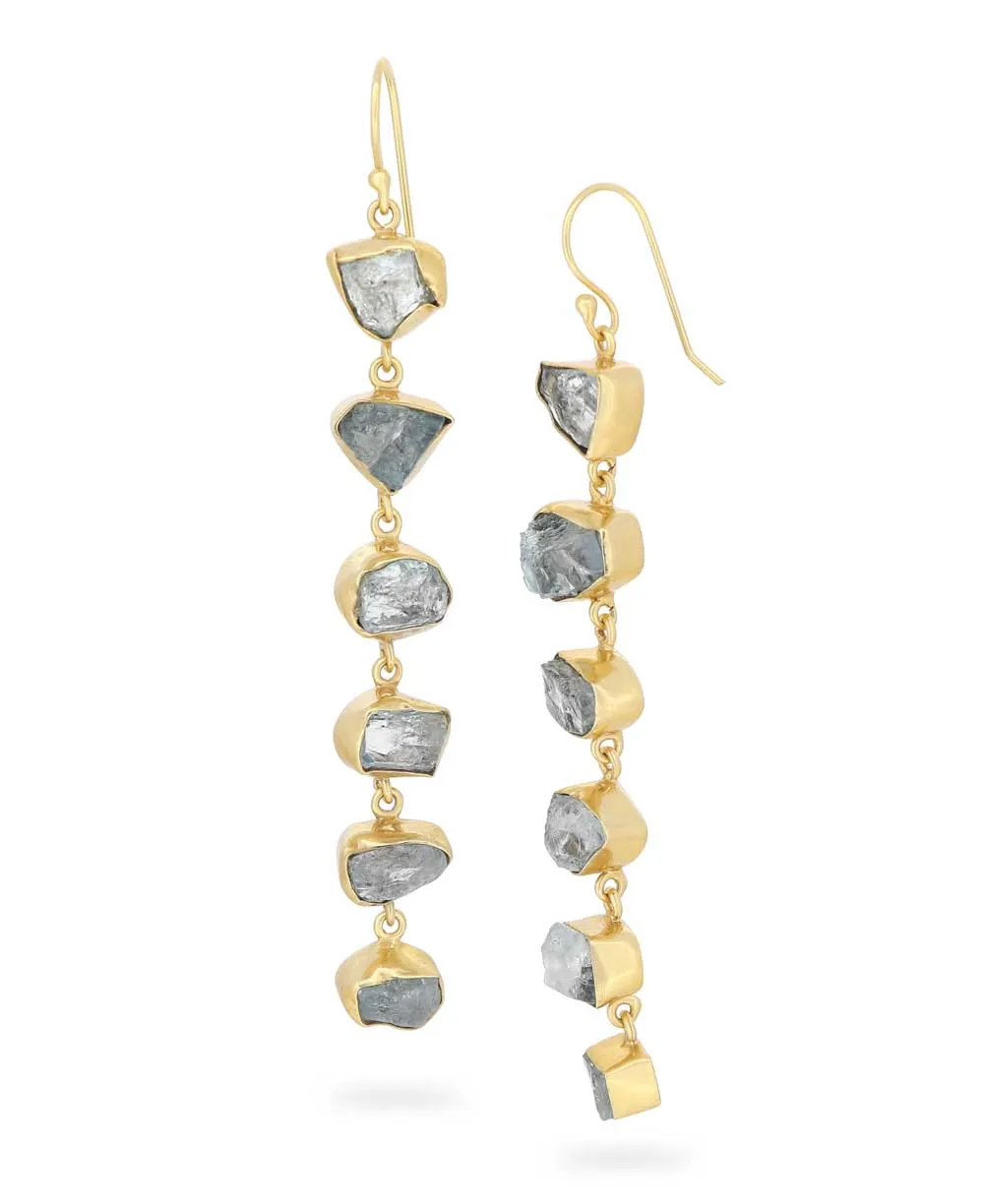 Raw Aquamarine Dangle Earrings