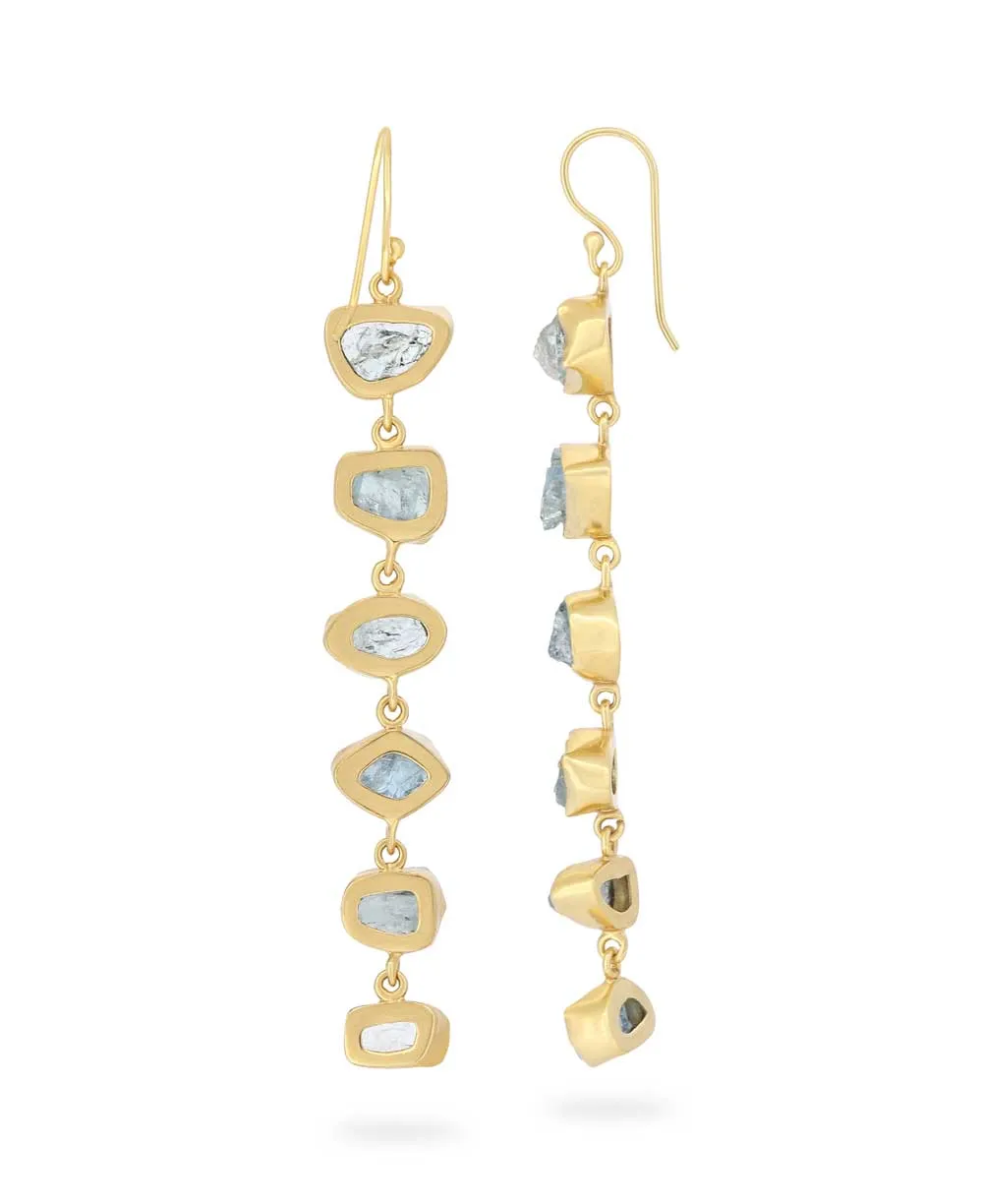 Raw Aquamarine Dangle Earrings