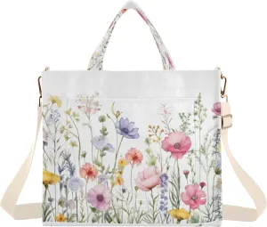 Rustic Wildflowers Corduroy Tote Bag for Women Hobo Crossbody Bag Purse Stylish Shoulder Handbag Messenger Bags, S