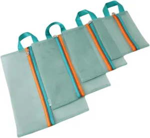 Set Of 4 Multipurpose Polyester Meshes Storage Bags For Clothes And Accessories Ideal For Travel And Home Organization