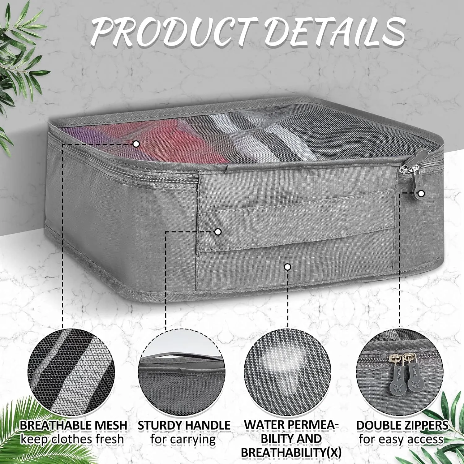 Silkfly 12 Pcs Packing Cubes for Suitcase Travel Luggage Bags Bulk Mesh Organizer Set for Hiking Camping Backpacking Clothes Accessories (Gray,XL, L, M Size)