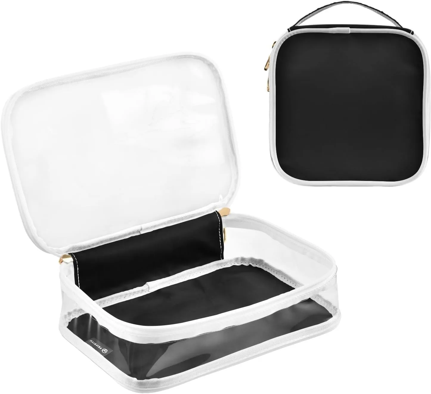 Sinestour Black Clear Toiletry Bag with Zipper Travel Makeup Pouches with Handle Cosmetic Organizer Case Set for Carry On Men Women