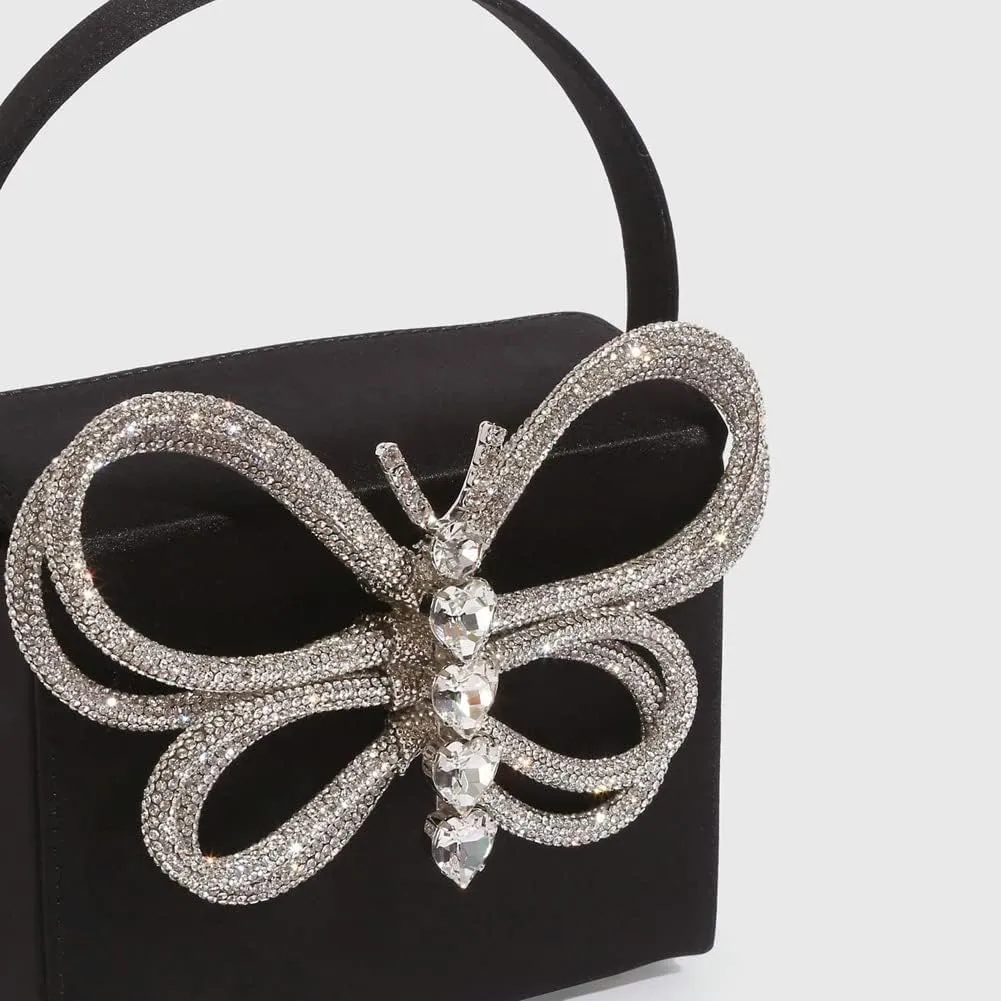 Small Evening Bag Clutch Purses for Women Butterfly Rhinestones Tote Purse Sparkling Handbag Bags