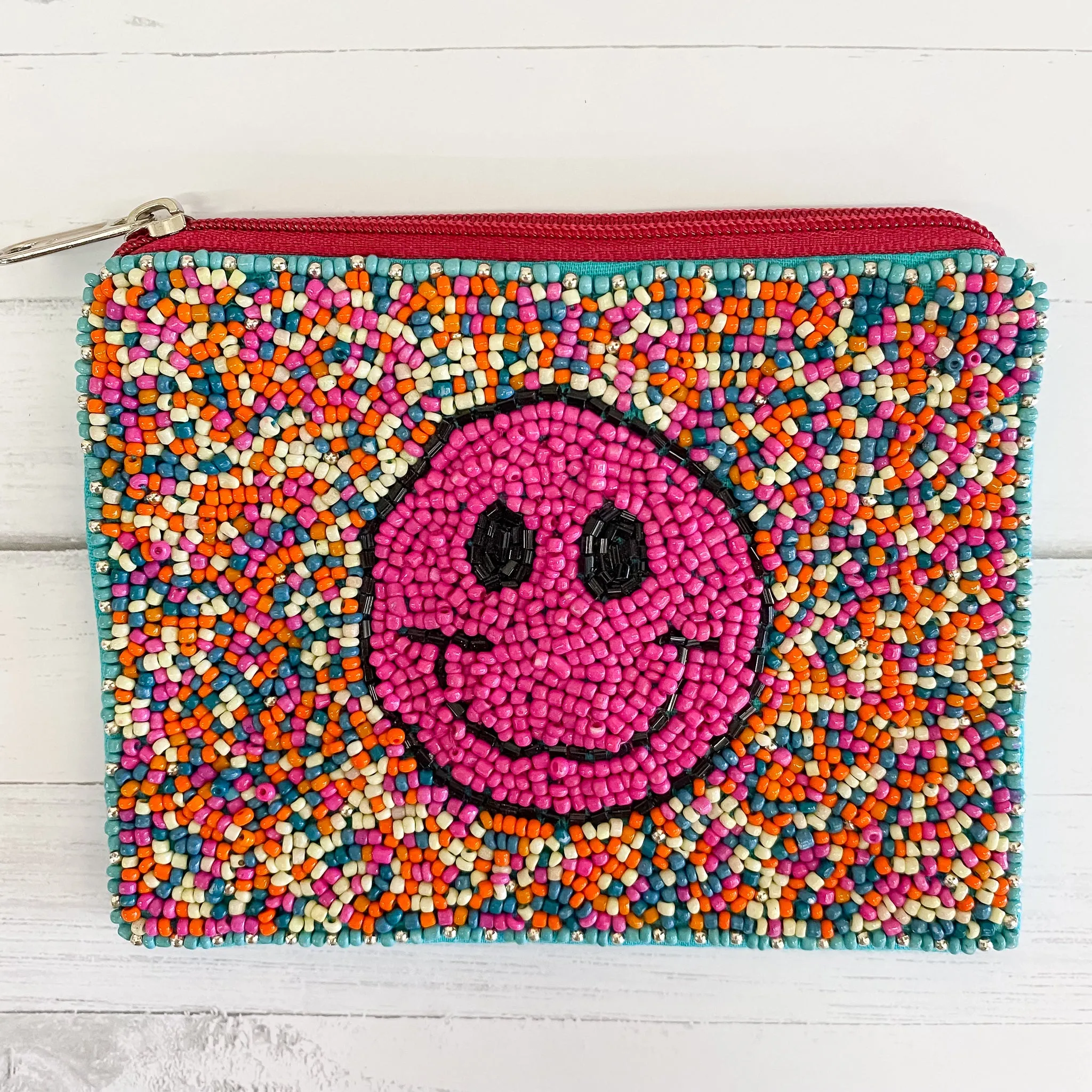 Smiley Face Beaded Coin Purse
