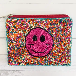 Smiley Face Beaded Coin Purse