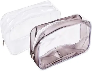 SOFINNI Cosmetic Bag, Waterproof PVC Zippered Toiletry Carry Pouch, Portable Makeup Purse Organizer Case Set for Travel (Clear)