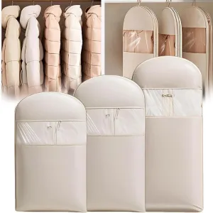 Space Saving Hanging Garment Bag, Space Saving Hanging Garment Bag with Self Compression Zipper (Beige, 3 Mix)