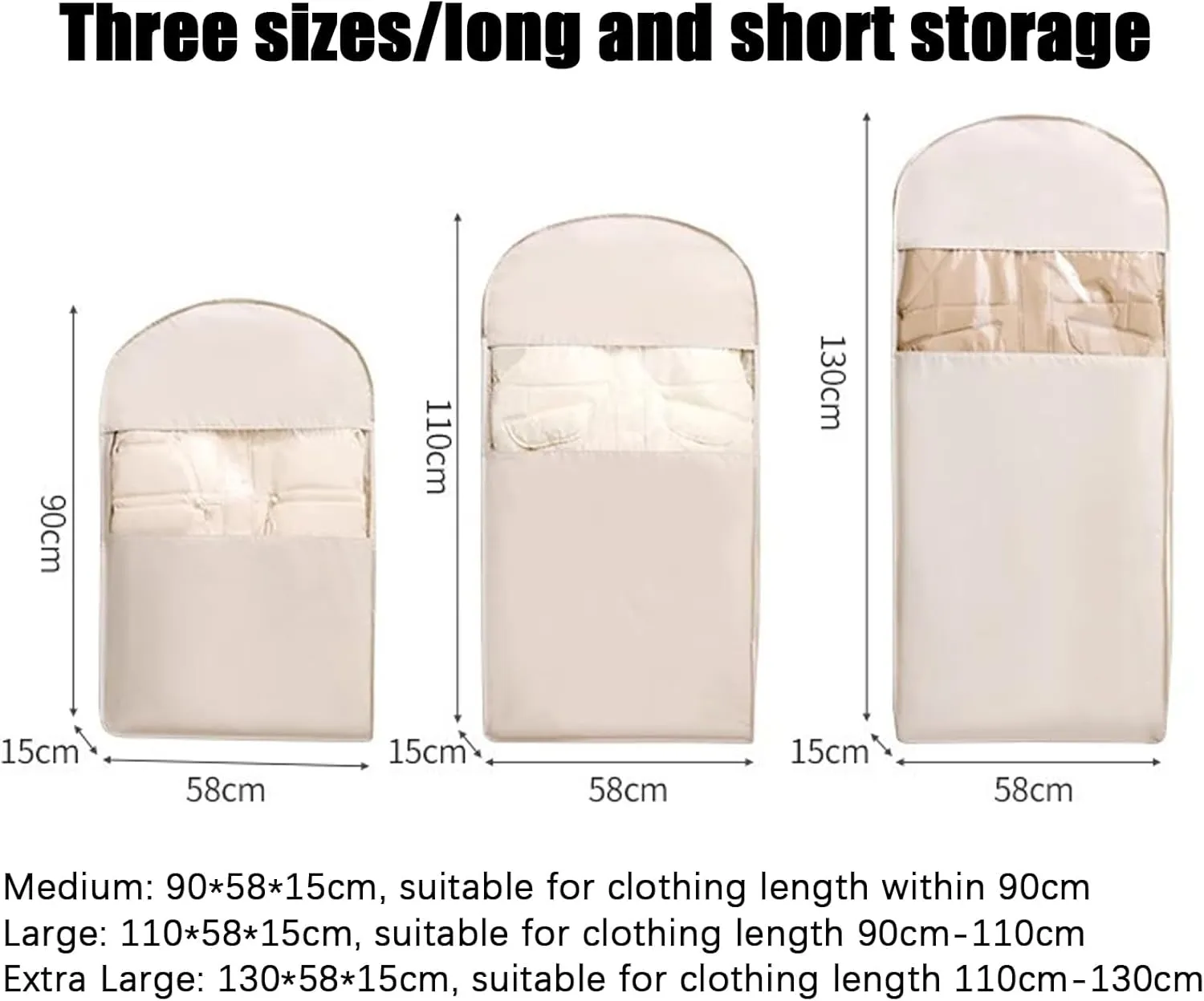 Space Saving Hanging Garment Bag, Space Saving Hanging Garment Bag with Self Compression Zipper, Dust Cover Clothes Bags for Down Coat, Self Compression Organizer for Closet Storage (Pink,L)