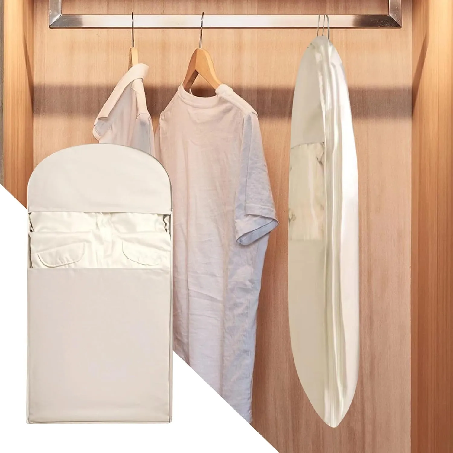 Space Saving Hanging Garment Bag With Compression Zipper,Space Saver Closet Organizers,Dust Cover Clothes Bags For Down Coat, Ultra Space Saving Compression Organizer