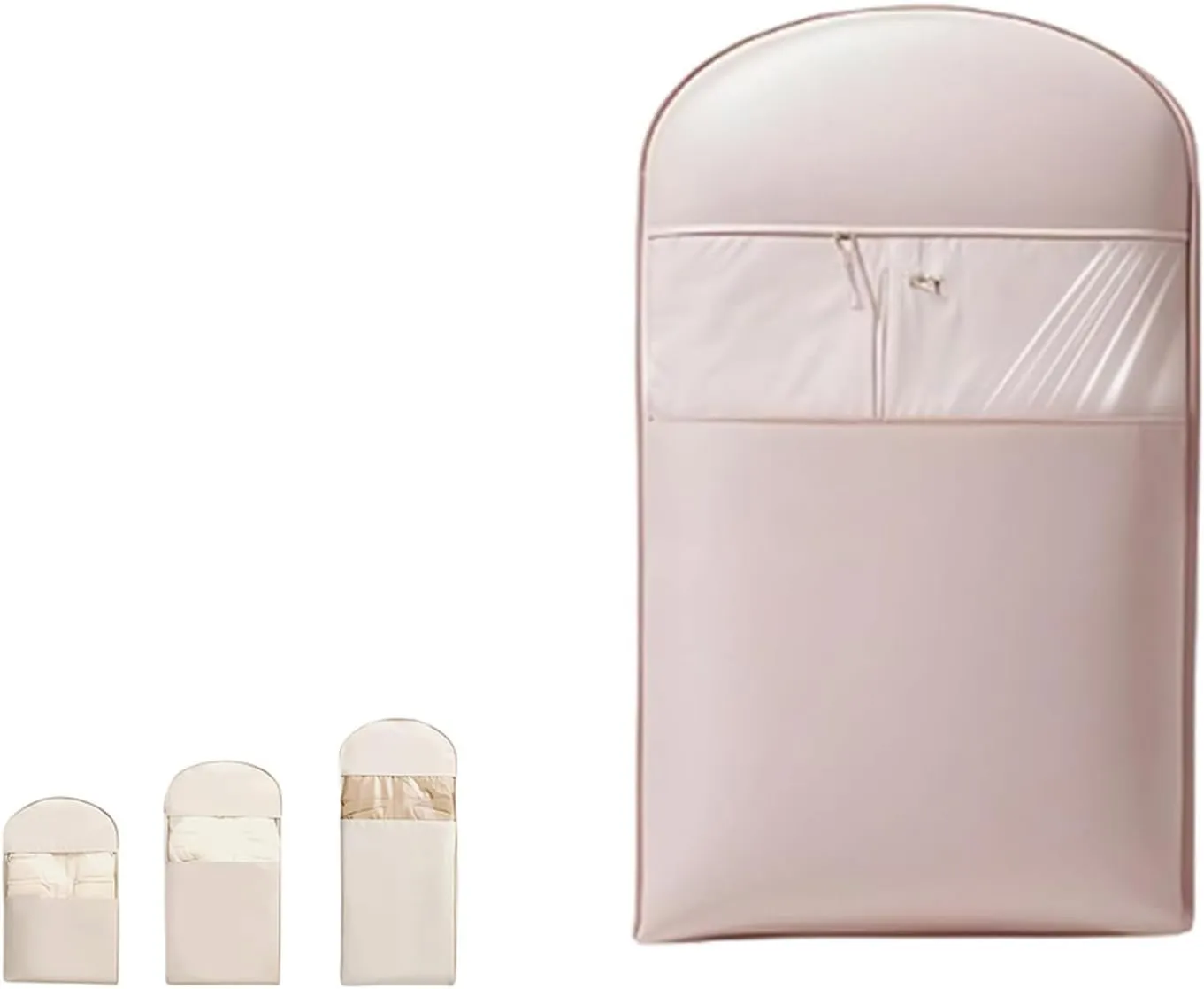 Space Saving Hanging Garment Bag with Self Compression Zipper, 2025 New Space Saving Hanging Protector, Dust Cover Clothes Bags for Down Coat, Dustproof Clothes Cover For Closet Storage (pink/S)