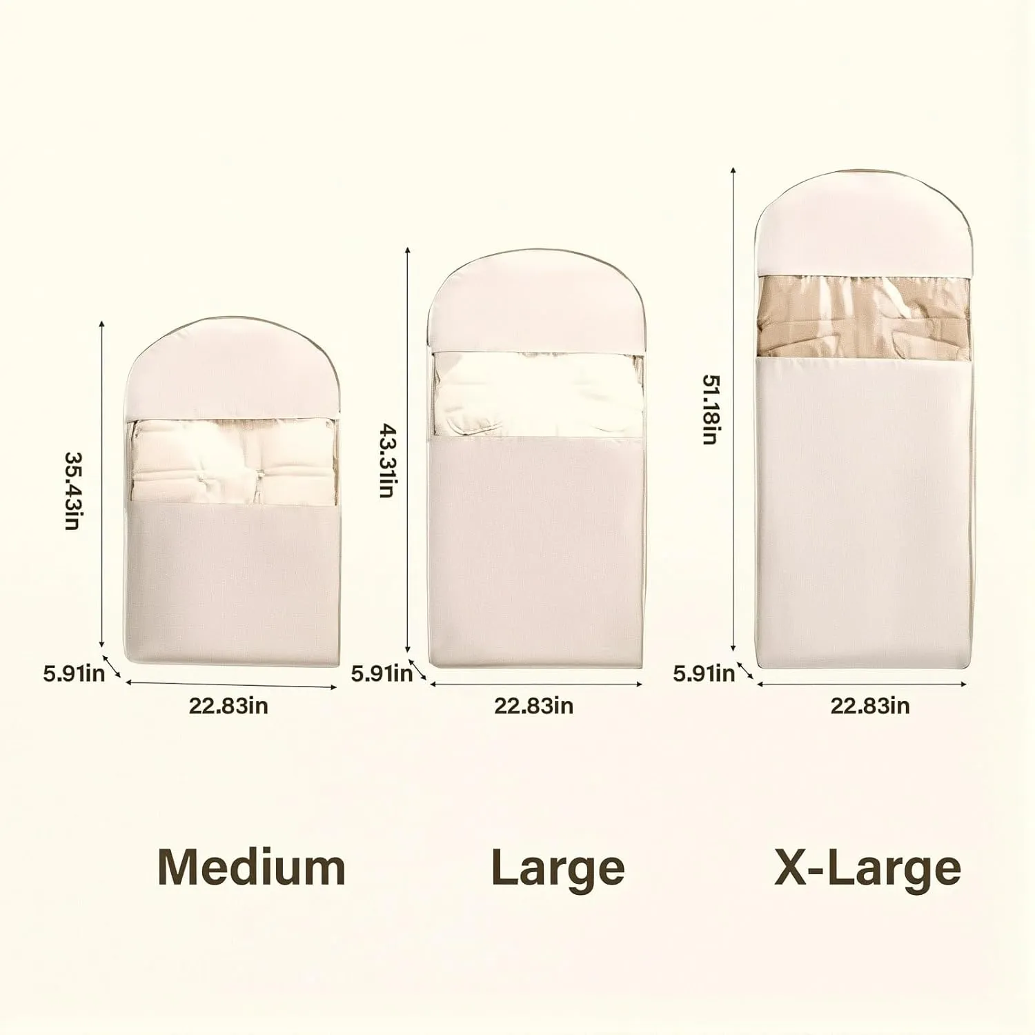 Space Saving Hanging Garment Bag with Self Compression Zipper, 2025 New Ultra Space Saving Self Compression Organizer Storage Bags for Moving or Storaging Clothes (Beige, Large*2)