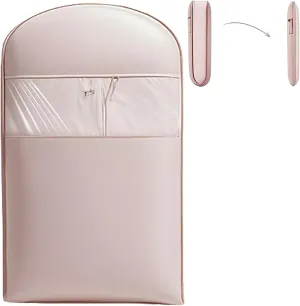 Space Saving Hanging Garment Bag with Self Compression Zipper, Dust Cover Coat Storage Bag Hanging (Pink,M)