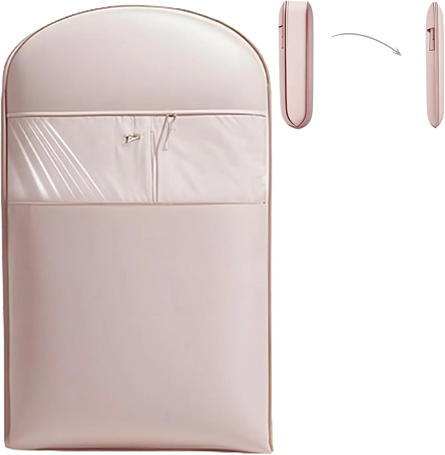 Space Saving Hanging Garment Bag with Self Compression Zipper, Dust Cover Coat Storage Bag Hanging (Pink,M)