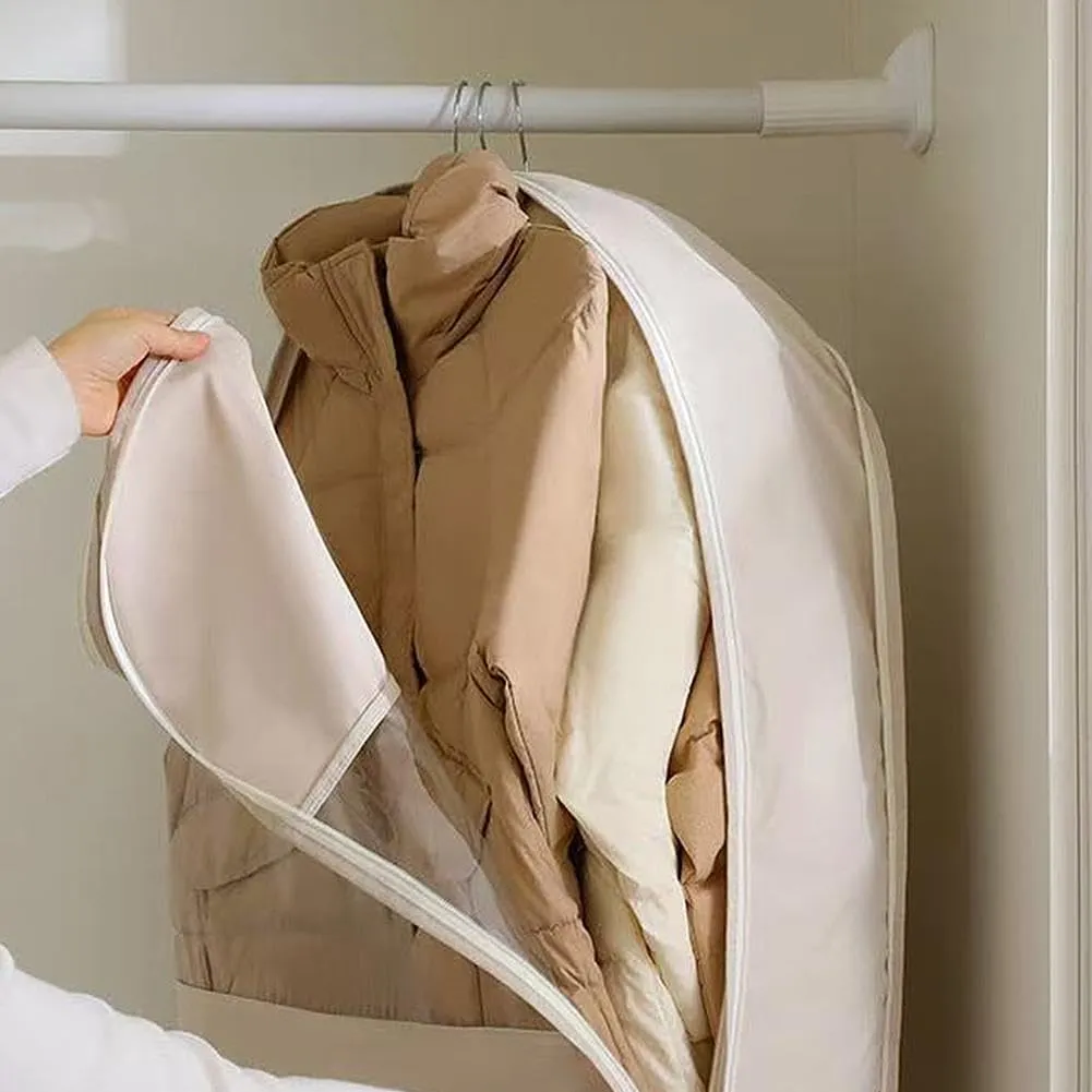 Space Saving Hanging Garment Bag with Self Compression Zipper, Hanging Garment Bag, Dust Cover Clothes Bags for Down Coat, 2025 New Space Saving Hanging Garment Bag, Travel Bags with Hanger