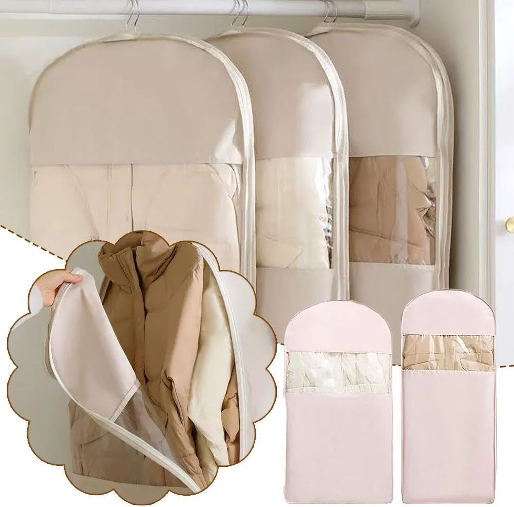 Space Saving Hanging Garment Bag with Self Compression Zipper, Hanging Garment Bag, Dust Cover Clothes Bags for Down Coat, 2025 New Space Saving Hanging Garment Bag, Travel Bags with Hanger