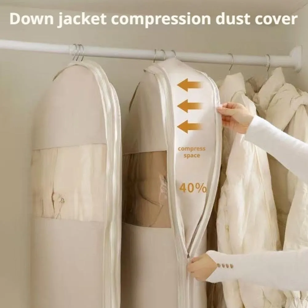 Space Saving Hanging Garment Bag with Self Compression Zipper, Hanging Garment Bag, Dust Cover Clothes Bags for Down Coat, 2025 New Space Saving Hanging Garment Bag, Travel Bags with Hanger