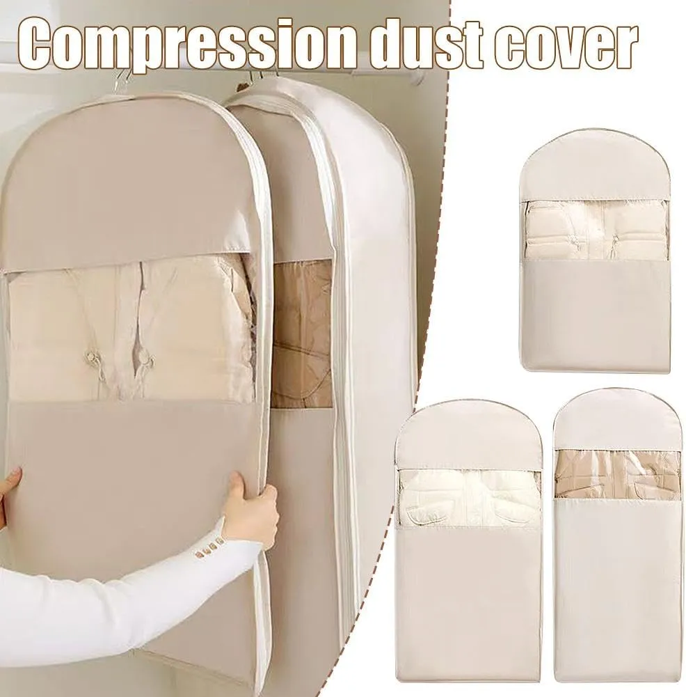 Space Saving Hanging Garment Bag with Self Compression Zipper, Hanging Garment Bag, Dust Cover Clothes Bags for Down Coat, 2025 New Space Saving Hanging Garment Bag, Travel Bags with Hanger