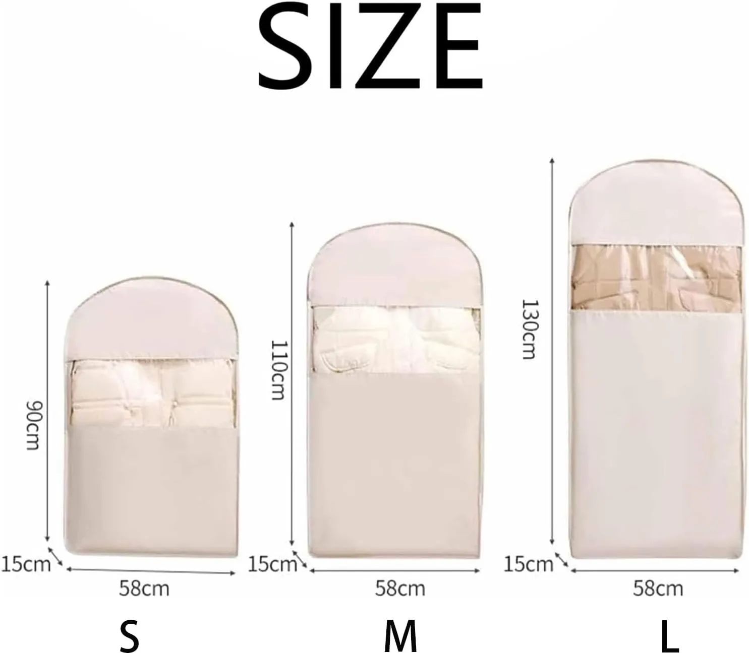 Space Saving Hanging Garment Bag with Self Compression Zipper, Space Saver Closet Organizers, Large Dust Cover Clothes Bags for Down Coat, Hanging Space Saving (Pink,S)