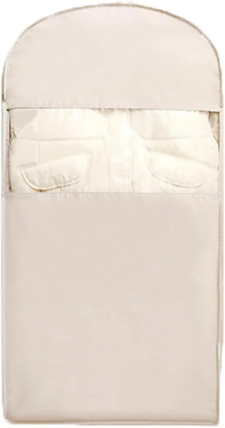 Space Saving Hanging Garment Bag with Self Compression Zipper, Space Saving Bags, Down Coat Compression Dust Cover for Closet Storage (Beige-Medium)