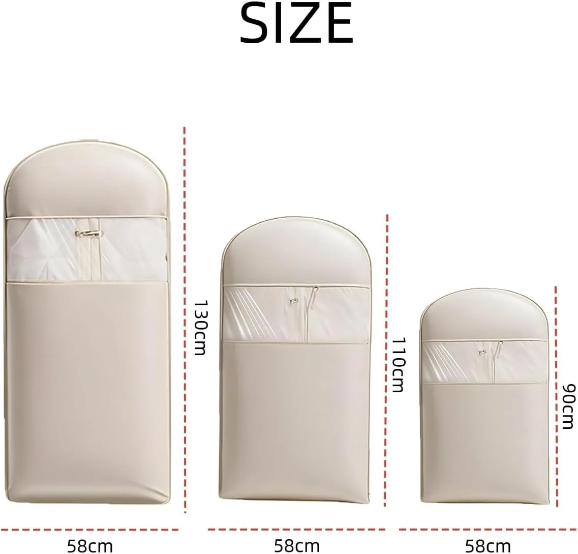Space Saving Hanging Garment Bag with Self Compression Zipper, Space Saving Garment Bags, 3 sizes for Closet Storage (Beige,XL)