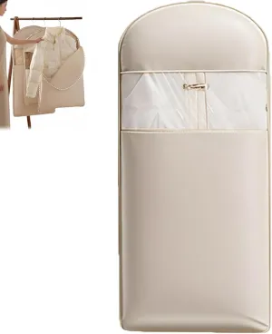 Space Saving Hanging Garment Bag with Self Compression Zipper, Space Saving Garment Bags, 3 sizes for Closet Storage (Beige,XL)