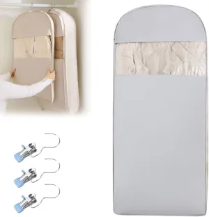 Space Saving Hanging Garment Bag with Self Compression Zipper, Space Saving Hanging Garment Bag, Closet Organizers & Protector, Clear Garment Bags for Hanging Clothes (Gray, L)