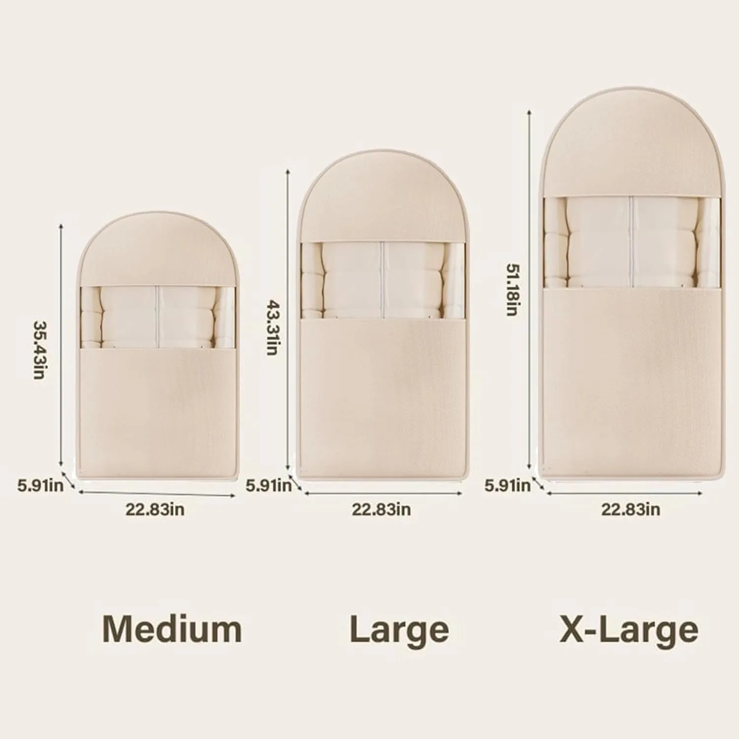 Space Saving Hanging Garment Bag with Self Compression Zipper, Space Saving Hanging Garment Bags, Down Coat Compression Dust Cover (Light Pink,M)