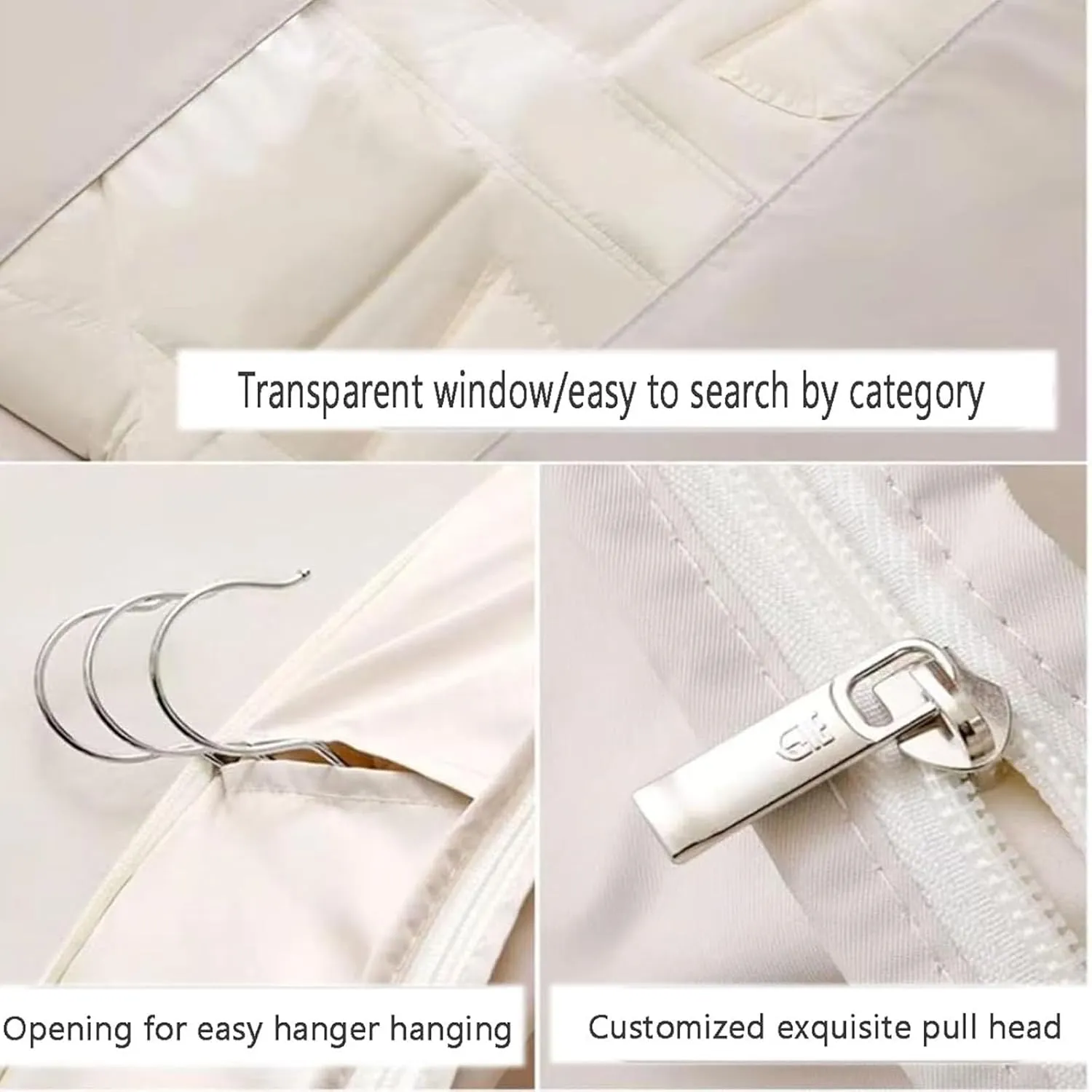 Space Saving Hanging Garment Bag with Self Compression Zipper, Space Saving Hanging Garment Bags, Down Coat Compression Dust Cover (Light Pink,M)