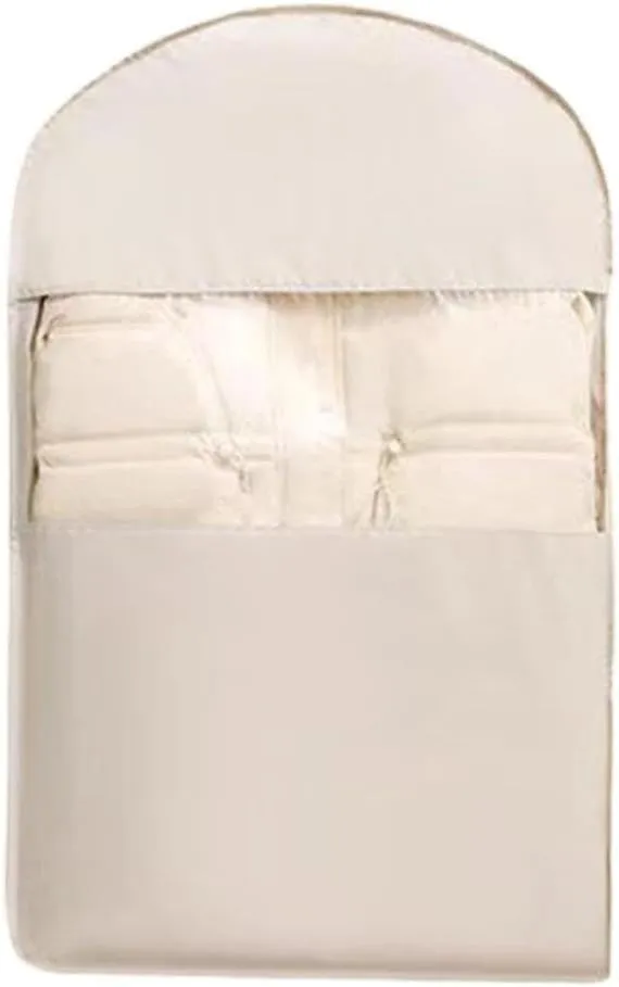 Space Saving Hanging Garment Bag with Self Compression Zipper, Space Saving Hanging Protector for Down Coat, Down Coat Compression Cover for Closet Storage (Beige, 90X58X15cm)