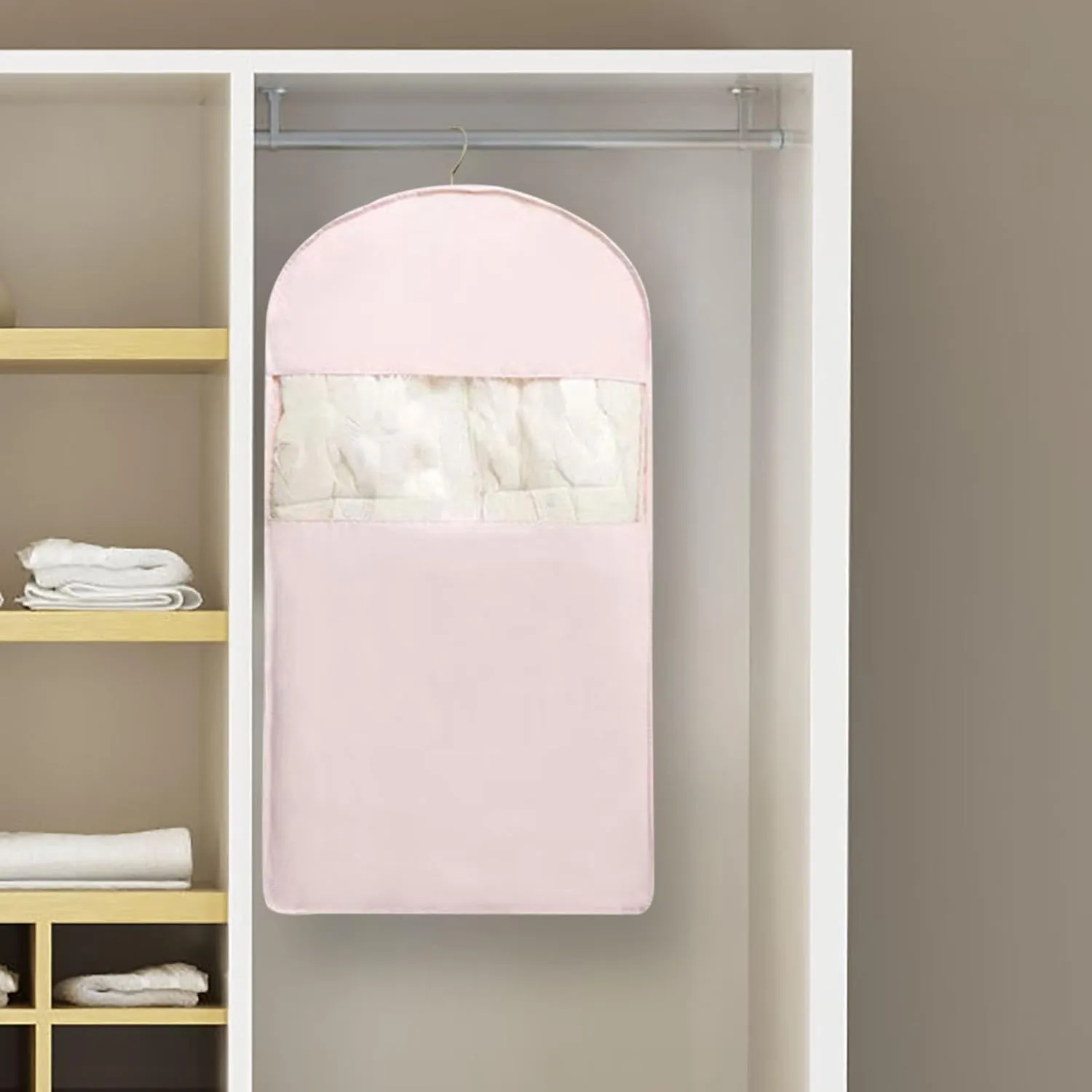 Space Saving Hanging Garment Bag with Self Compression Zipper, Space Saving Storage Closet Organizers, Suit Bags for Closet Storage, Dust Cover Clothes Bags for Down Coat #