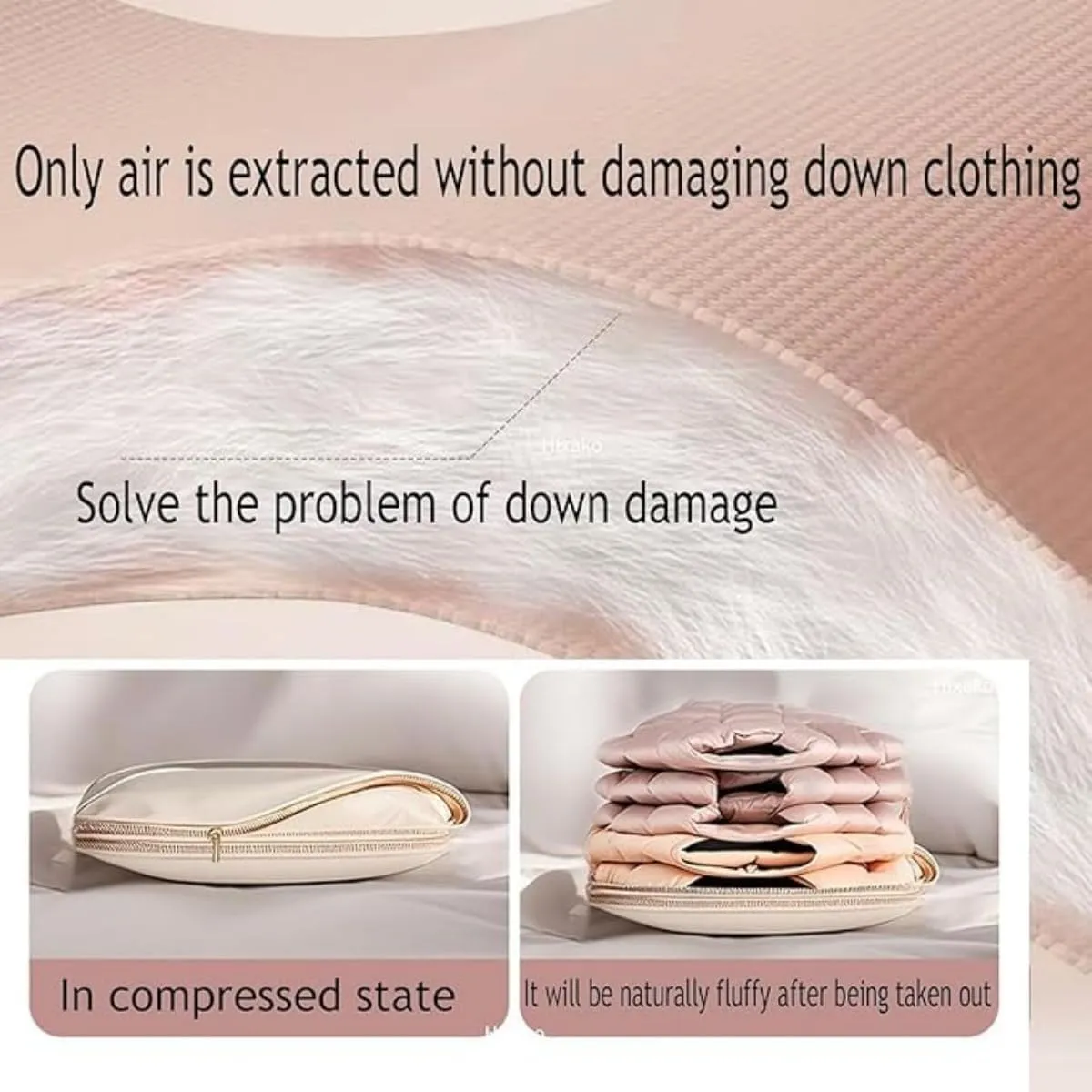 Space Saving Hanging Garment Bag with Self Compression Zipper2025 New Space Saving Hanging ProtectorWinter Coat Storage (Beige,X-Large)