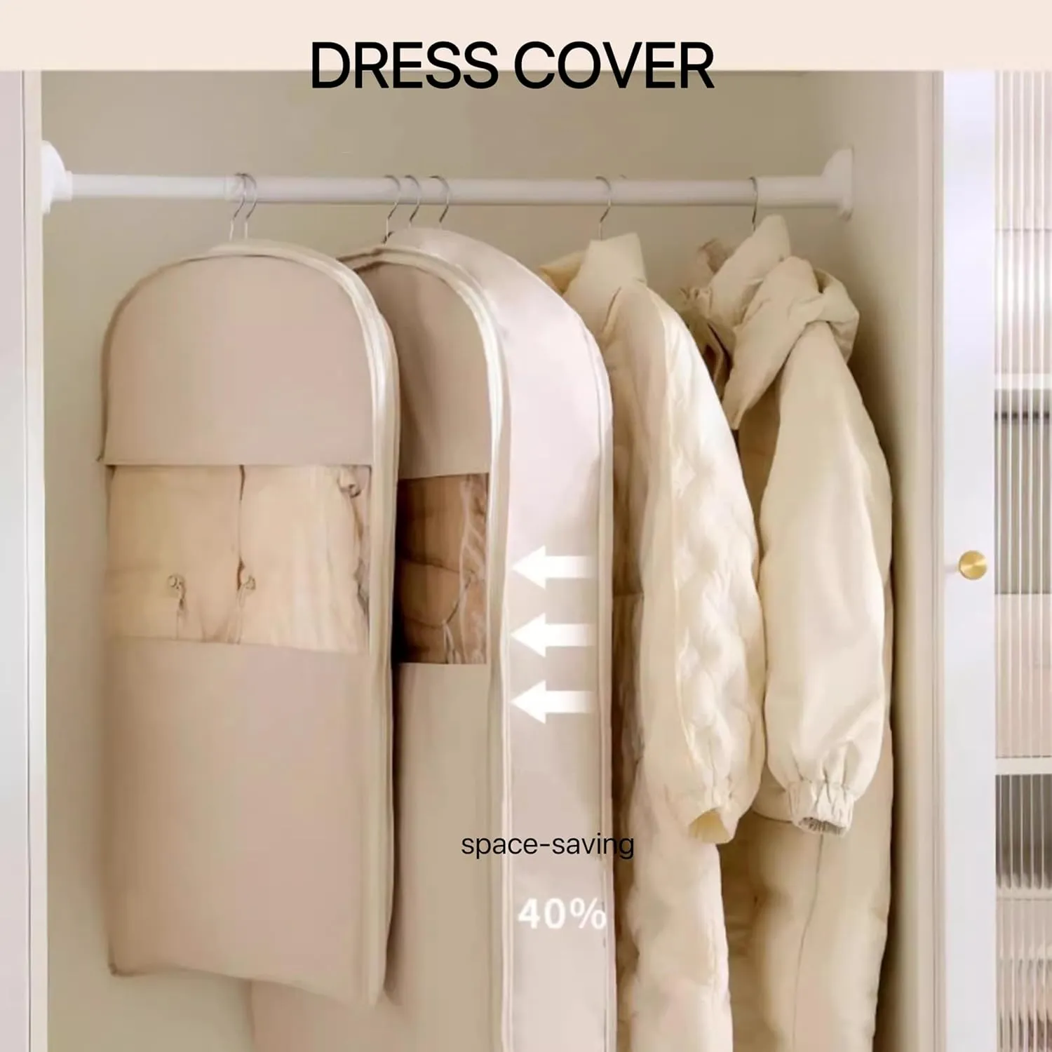Space Saving Hanging Garment Bag with Self Compression Zipper,Dust Cover Clothes Bags for Down Coat,2025 New Space Saving Hanging Protector,for Closet Storage (51.18in)
