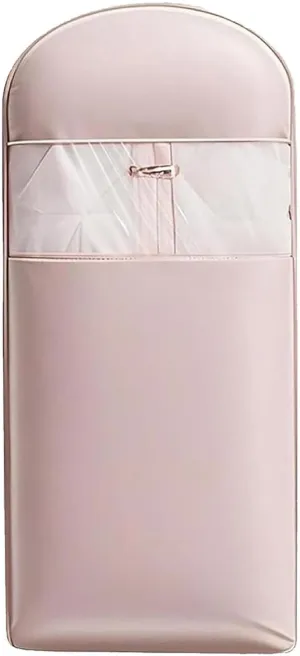 Space Saving Hanging Garment Bag with Self Compression Zipper,Space Saving Hanging Protector,Dust Cover Clothes Bags for Down Coat,Winter Coat Storage (Pink, Large)