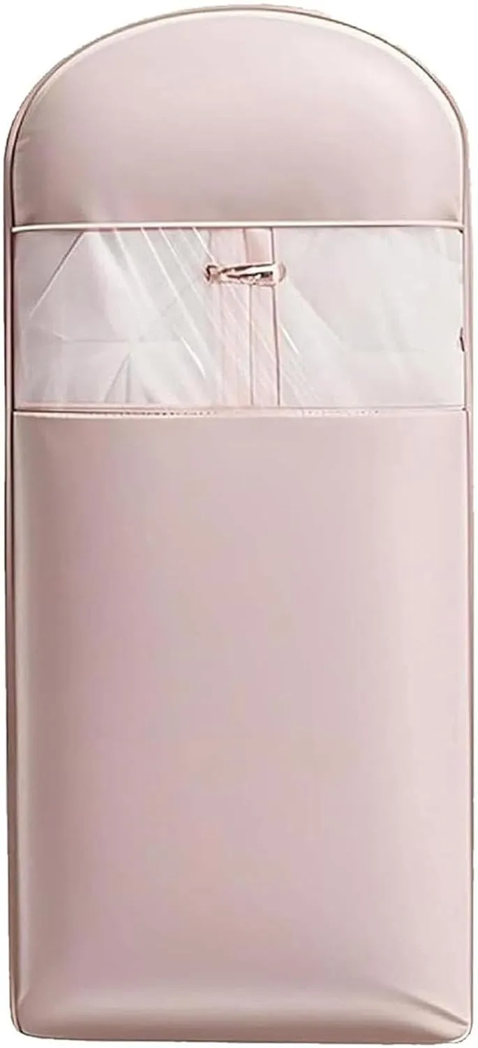 Space Saving Hanging Garment Bag with Self Compression Zipper,Space Saving Hanging Protector,Dust Cover Clothes Bags for Down Coat,Winter Coat Storage (Pink, Large)