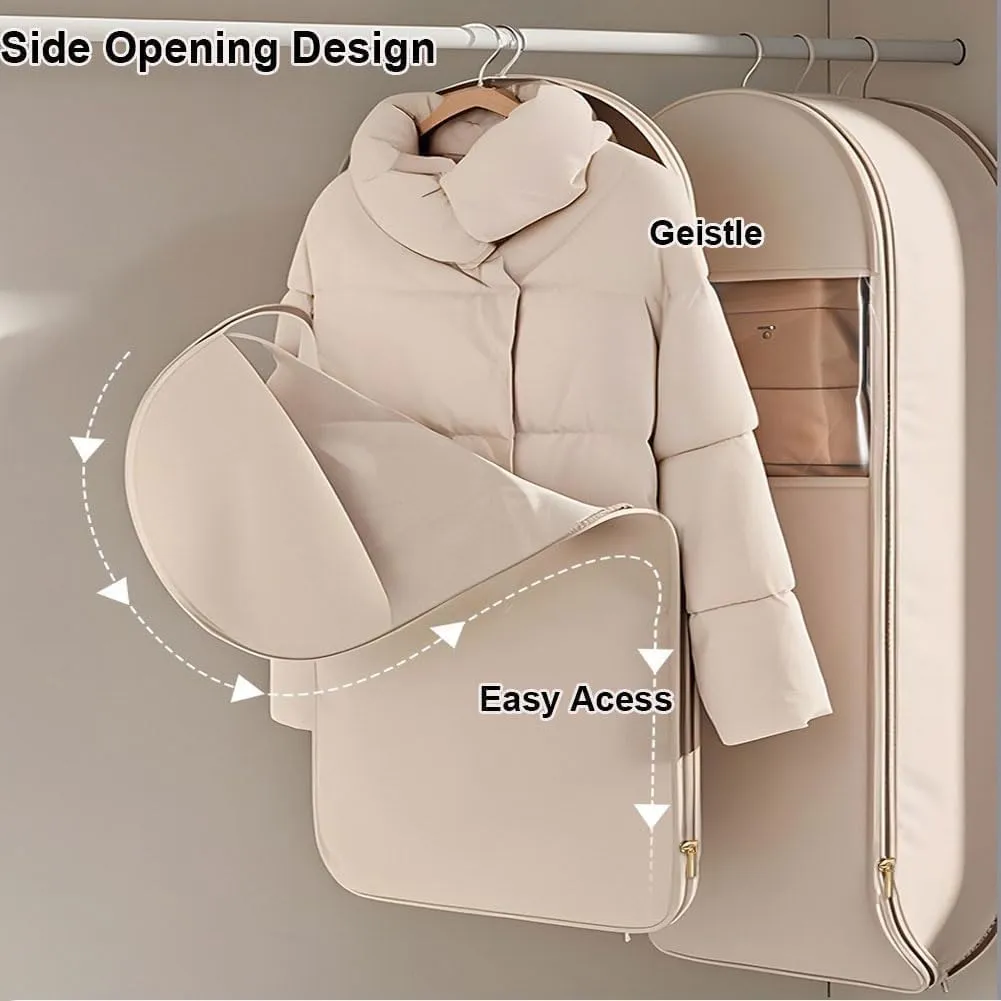 Space Saving Hanging Garment Bag with Self Compression Zipper,Space Saving Hanging Protector,Heavy Duty Garment Bag for down Coat,For Closet Storage