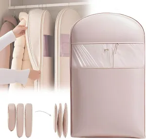 Space Saving Hanging Garment Bag with Self Compression ZipperWinter Clothing Down Jacket space-saving Garment BagIdeal for Storing Thick Clothess Garment Bags (Pink, Small)