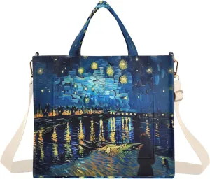 Starry Night Corduroy Tote Bag for Women Hobo Crossbody Bag Purse Stylish Shoulder Handbag Messenger Bags, S