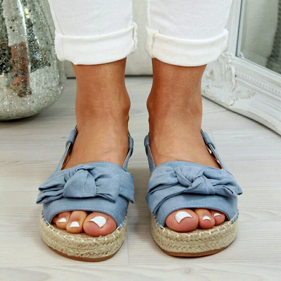 Straw sponge cake fish mouth bow sandals