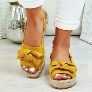 Straw sponge cake fish mouth bow sandals