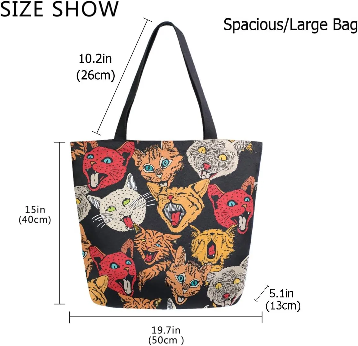 Stylish Funny Pattern Extra Large Shoulder Tote Bag for Beach Travel Weekender Gym Grocery Shopping