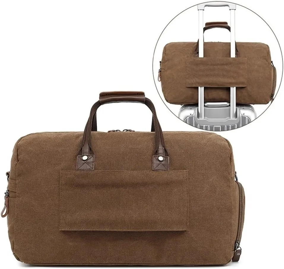 Stylish Garment Duffle Bag For Business Leisure Travel With Shoe Pouch Canvas Duffel Bags Reinforced Handles