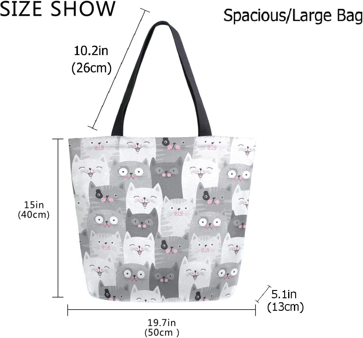 Stylish Print Extra Large Shoulder Tote Bag for Beach Travel Weekender Gym Grocery Shopping
