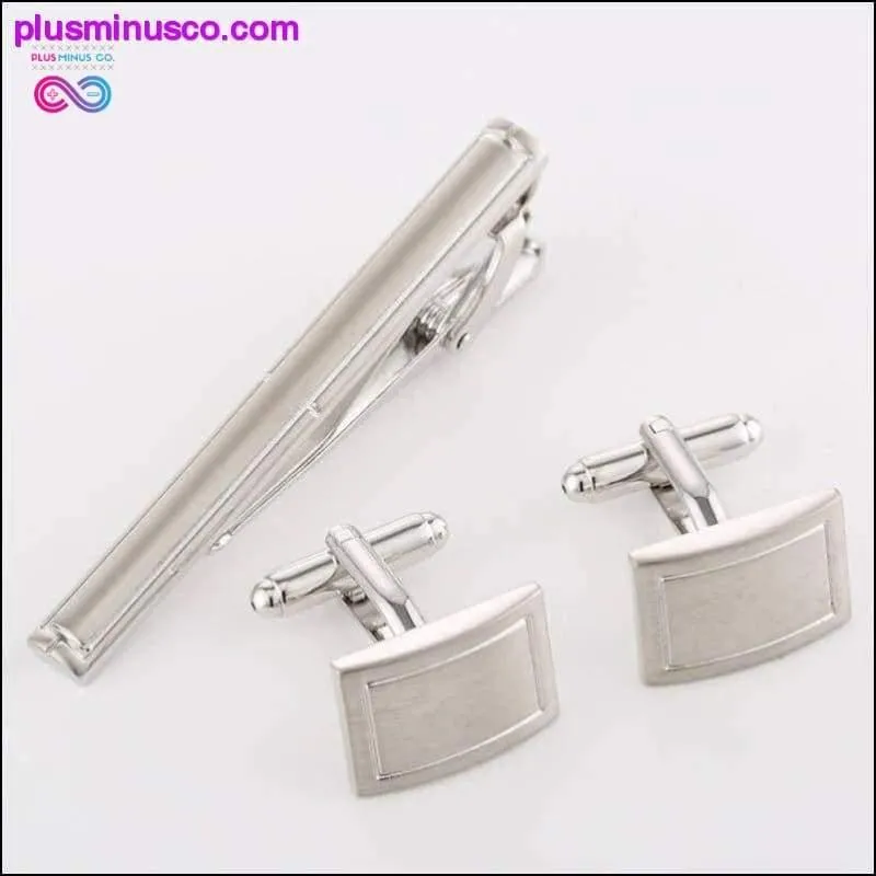 Stylish Square Cuff Links Tie Clip Set