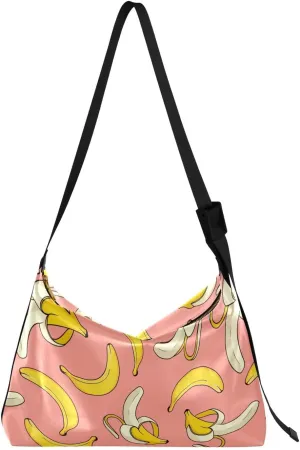Stylish Yummy Bananas Hobo Crossbody Bags for Women Leather Large Shoulder Bag Cross Body Trendy Womens Tote Bags Handbag for Travel Shopping