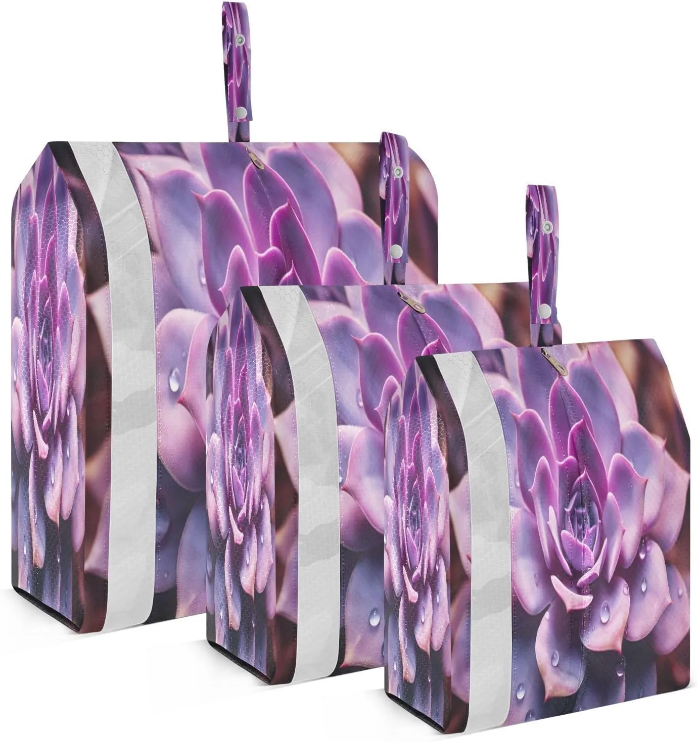 Succulent Purple Packing Cubes for Travel 3 Set Compression Travel Bags Luggage Organizer Bags for Luggage