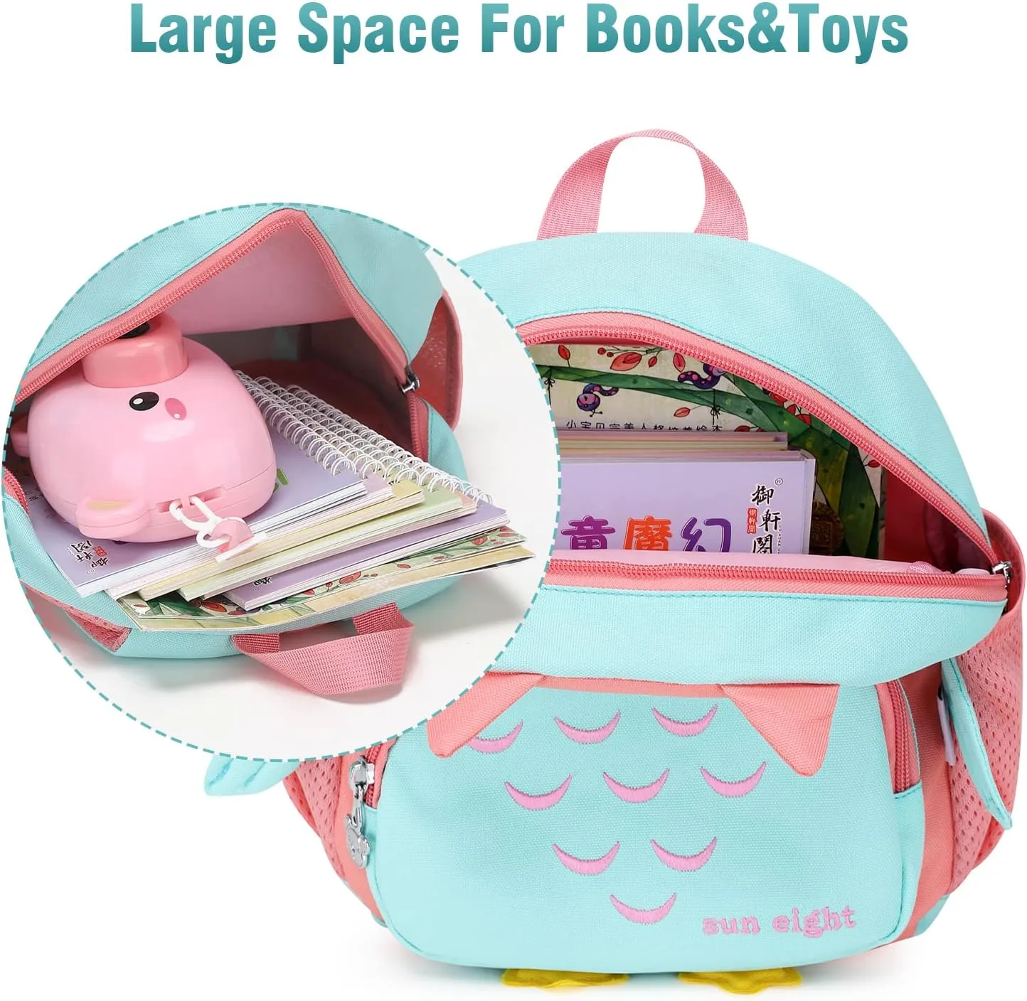 SUN EIGHT Preschool Backpack Toddler for Girls Animal Waterproof Kids Backpack 3D Cartoon School Bag for Baby Girl Boy 1-5 YearsCute Owl
