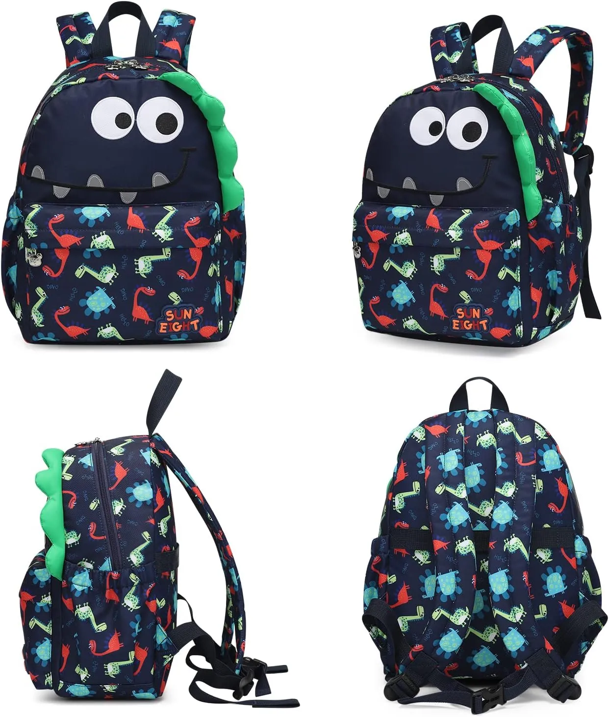 SUN EIGHT Preschool Toddler Kids Backpack Small 3D Cartoon Dinosaur Lunch Daycare School Bookbag Animal Travel Bags for Boy For 2-5 Years oldCute Dinosaur