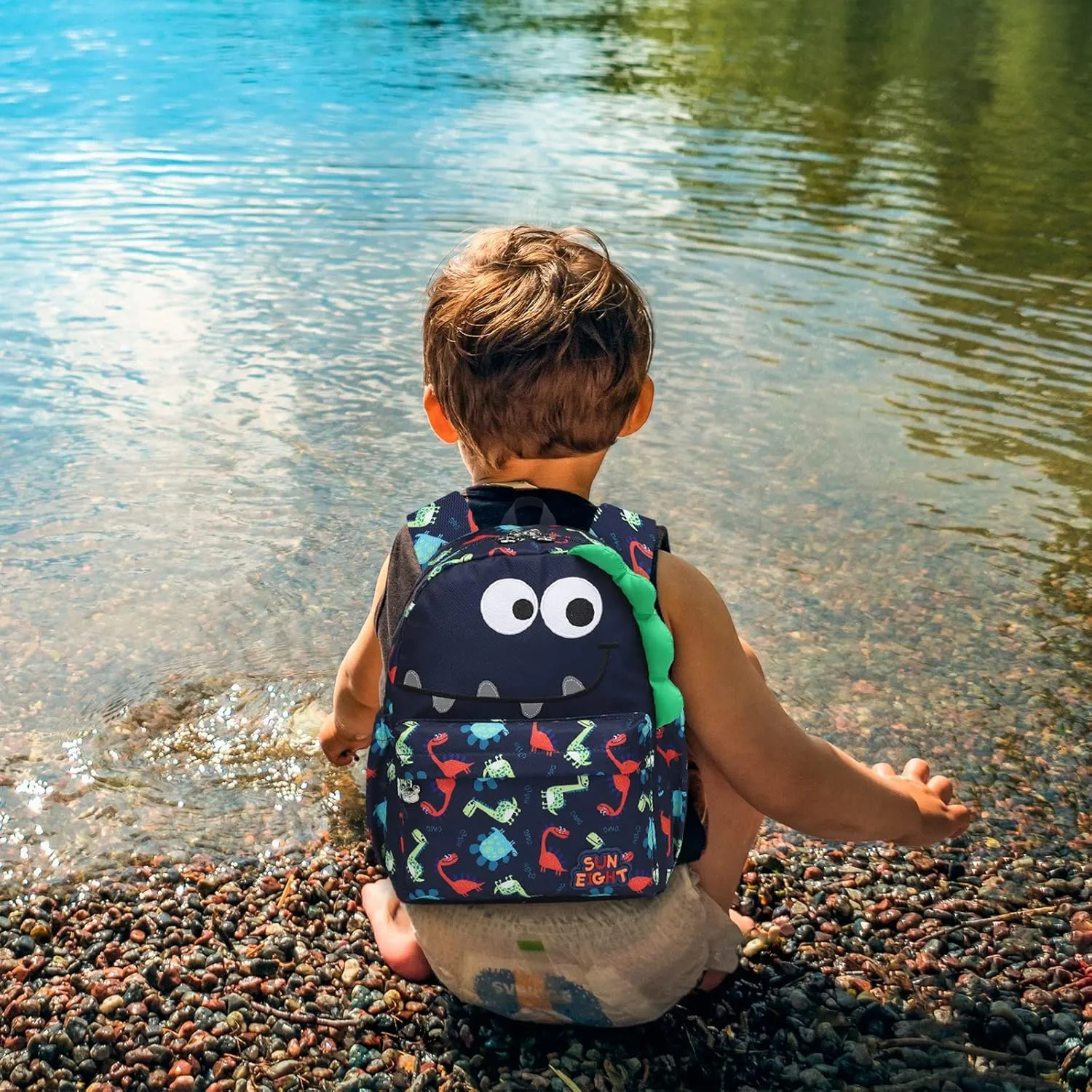 SUN EIGHT Preschool Toddler Kids Backpack Small 3D Cartoon Dinosaur Lunch Daycare School Bookbag Animal Travel Bags for Boy For 2-5 Years oldCute Dinosaur
